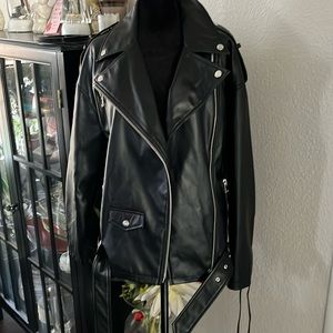 Faux leather jacket, snap zippers, all kinds of cool stuff, tie offs sleeves new